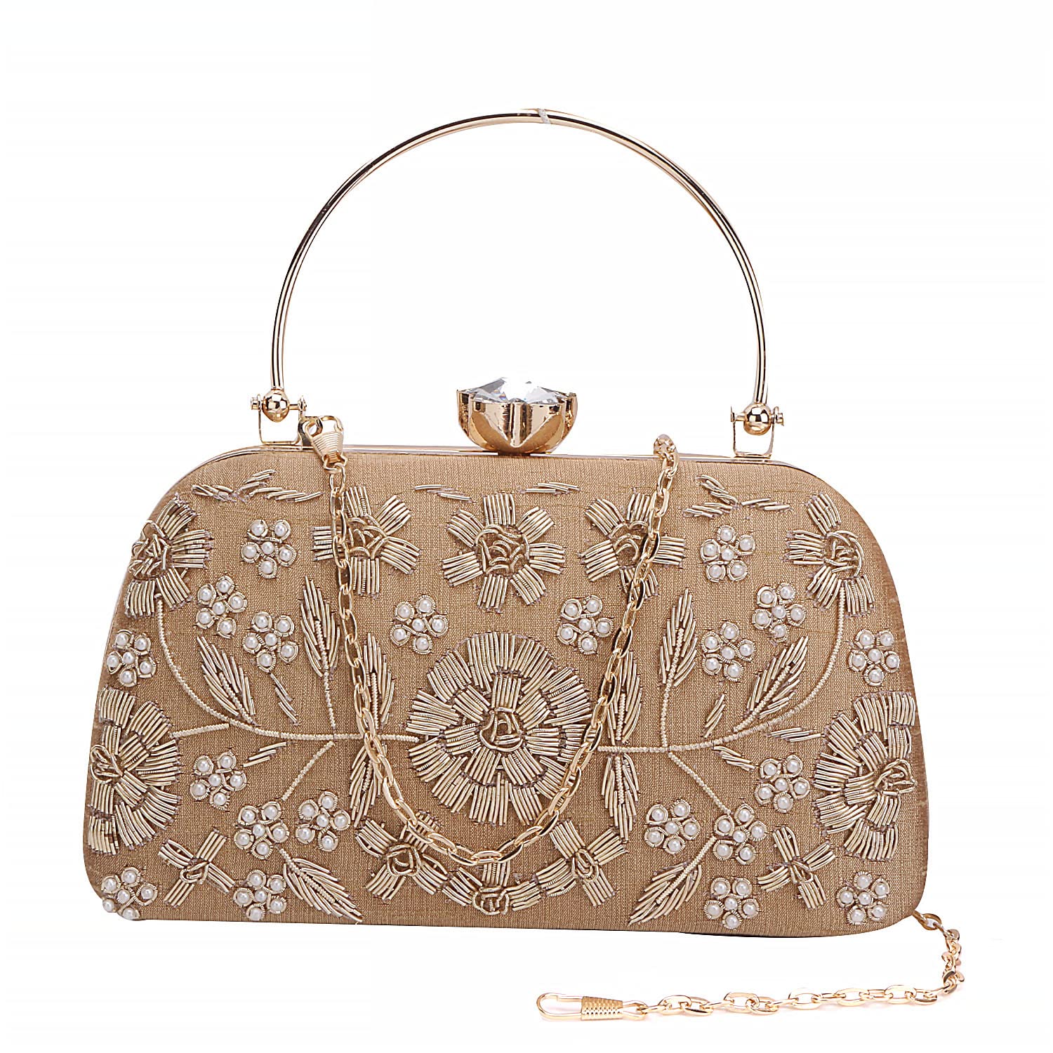 SWISNI Designer Handmade Printed Embroidered Clutch Bag For Party| Clutch Sling Bag Indian Ethnic Clutch| Handcrafted Stylish Womens Clutch in golden (B0BM68TCJH) Amazon Price History, Amazon Price Tracker
