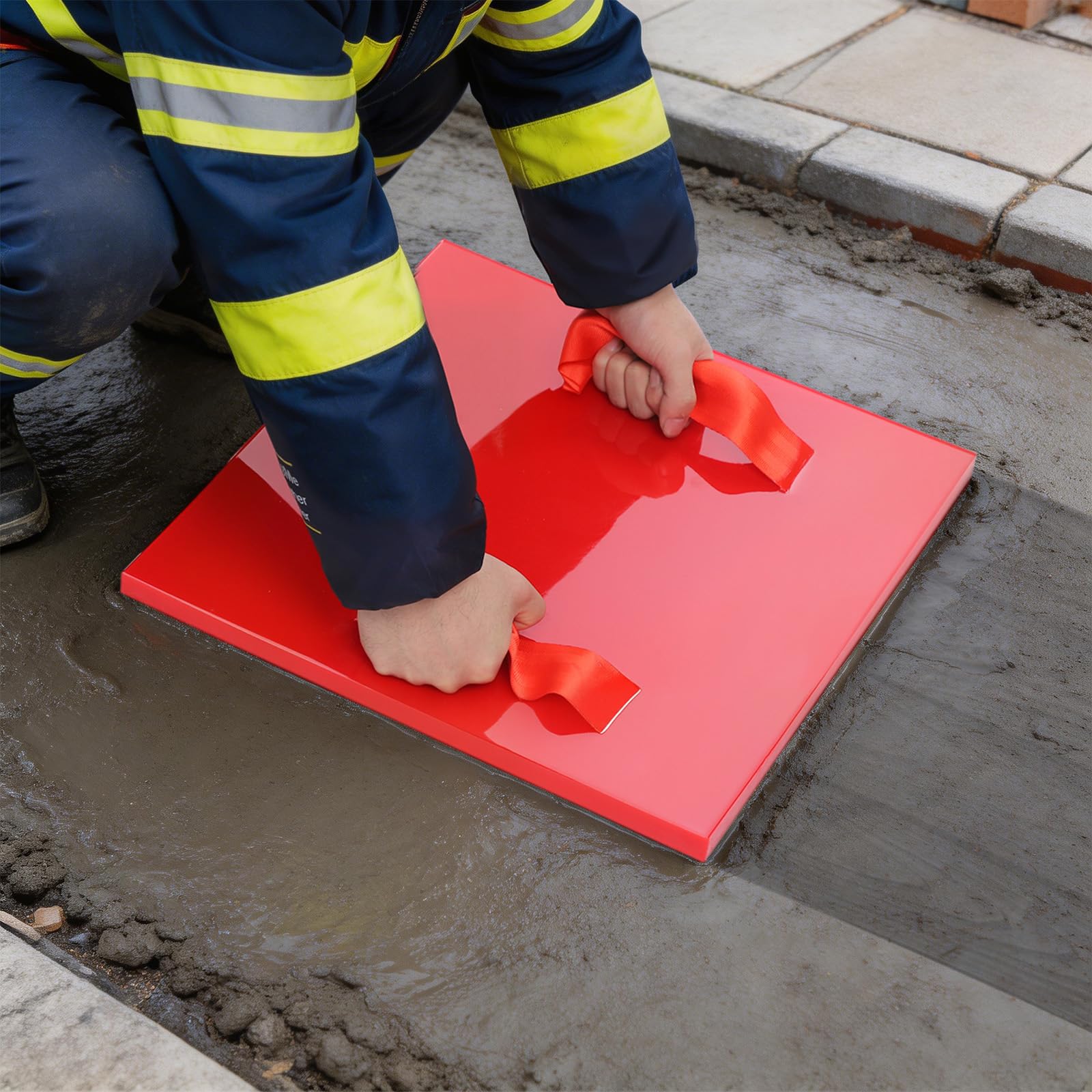 Betonstempelmatte 40x40cm – PU Betonformen für Gips Wand Stein mit Holzmaserung, wiederverwendbare Betonstempel für Boden & Wand, manuelle Handhabung, 20mm Dicke, 4,61 lbs