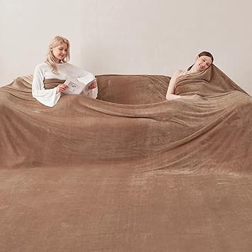 COOVA Oversized King Fleece Blanket 120x138 inches, Soft Cozy Warm Giant Extra Large 10'x11.5' Blanket for Bed, Sofa, Couch,Travel, Camping, California Huge Flannel Big Throw Blanket, Brown