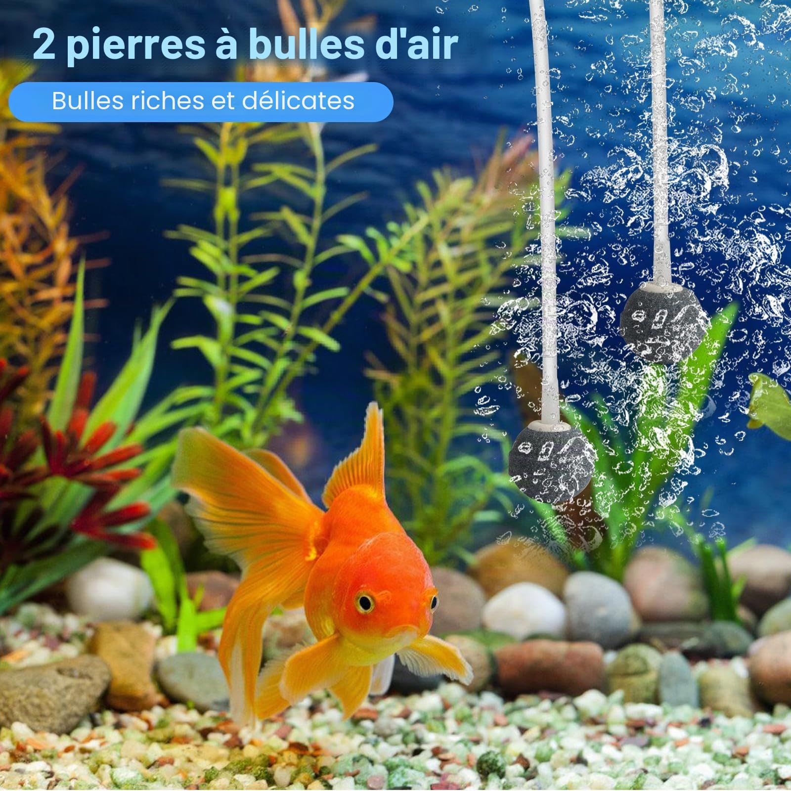 Weinsamkeit Pompe Solaire pour Bassin, 4W Pompe Bassin Solaire avec Batterie 2200mAh, 3 Mode, Pompe a Air Bassin avec Tube à Oxygène et 2 Pierre à Bulles d'air
