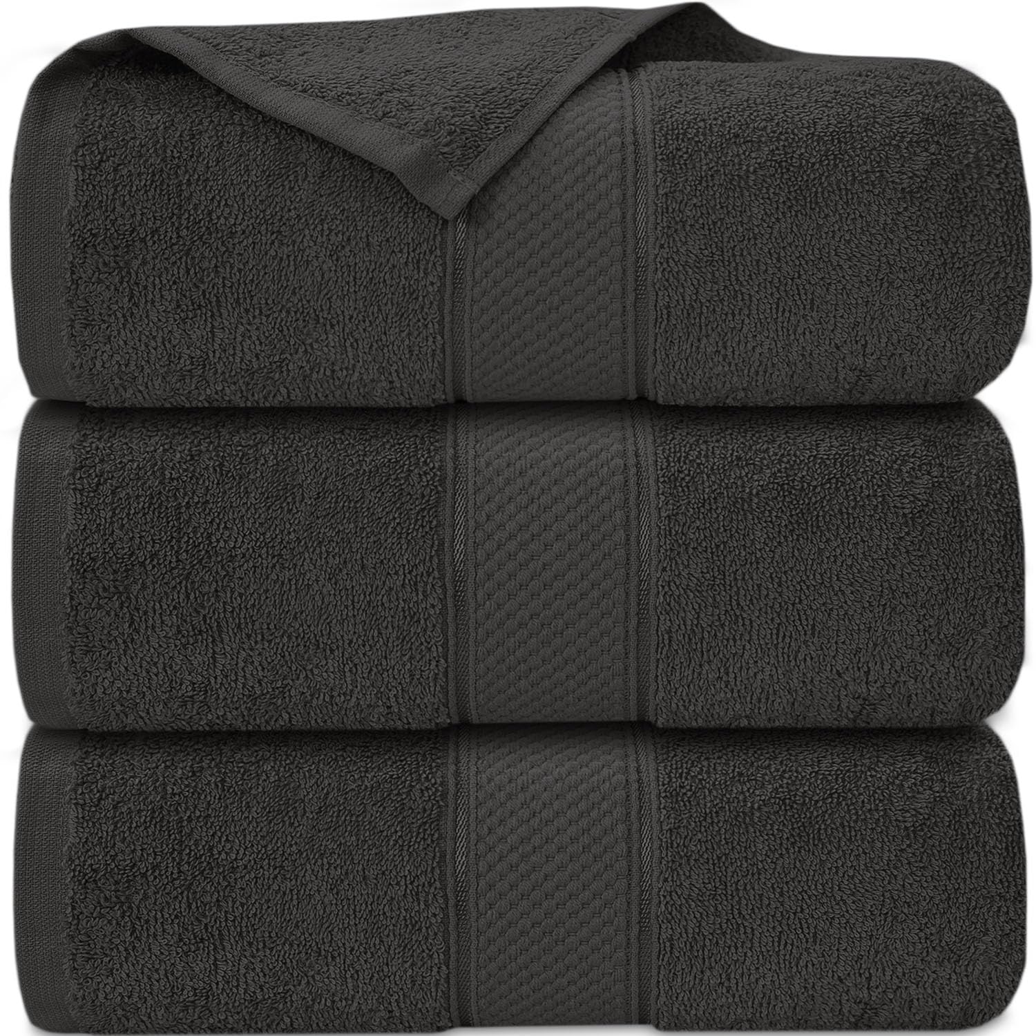 Casabella Grey Pack Of 3 Super Jumbo Extra Large Bath Sheet Towels100% Cotton 90Cm X 180Cm_
