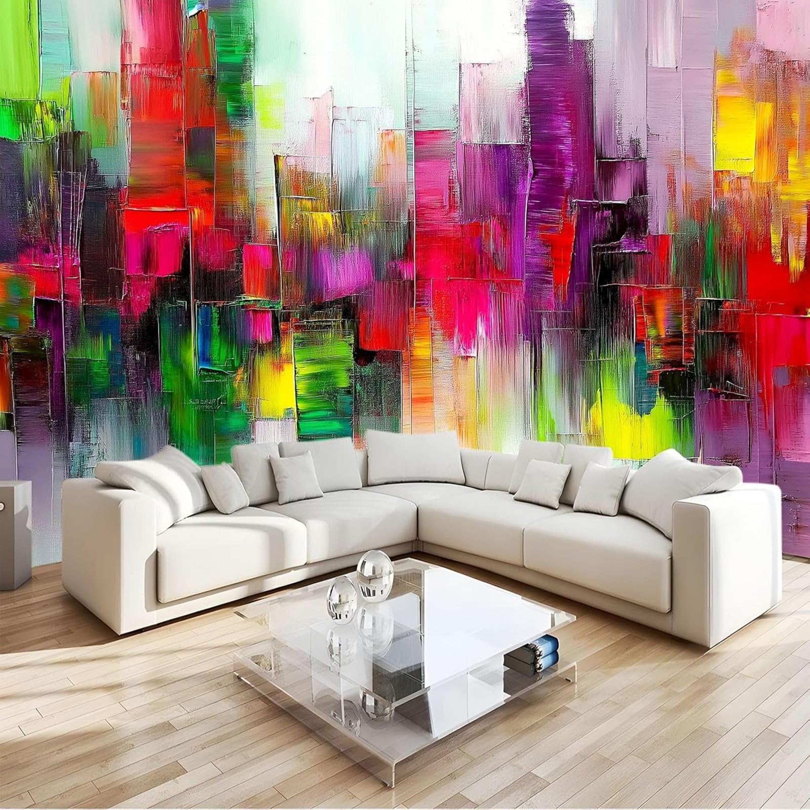 kfjhgbdshhj Photo Wallpaper Oil Painting Abstract Cityscape Non-Woven Wallpaper wall Covering Modern wall Decor Design wall Decoration Living Room Bedroom, Color, 200cm x 140cm