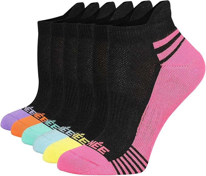 JOYNÉE Womens Low Cut Athletic Socks Heel Tab Colorful