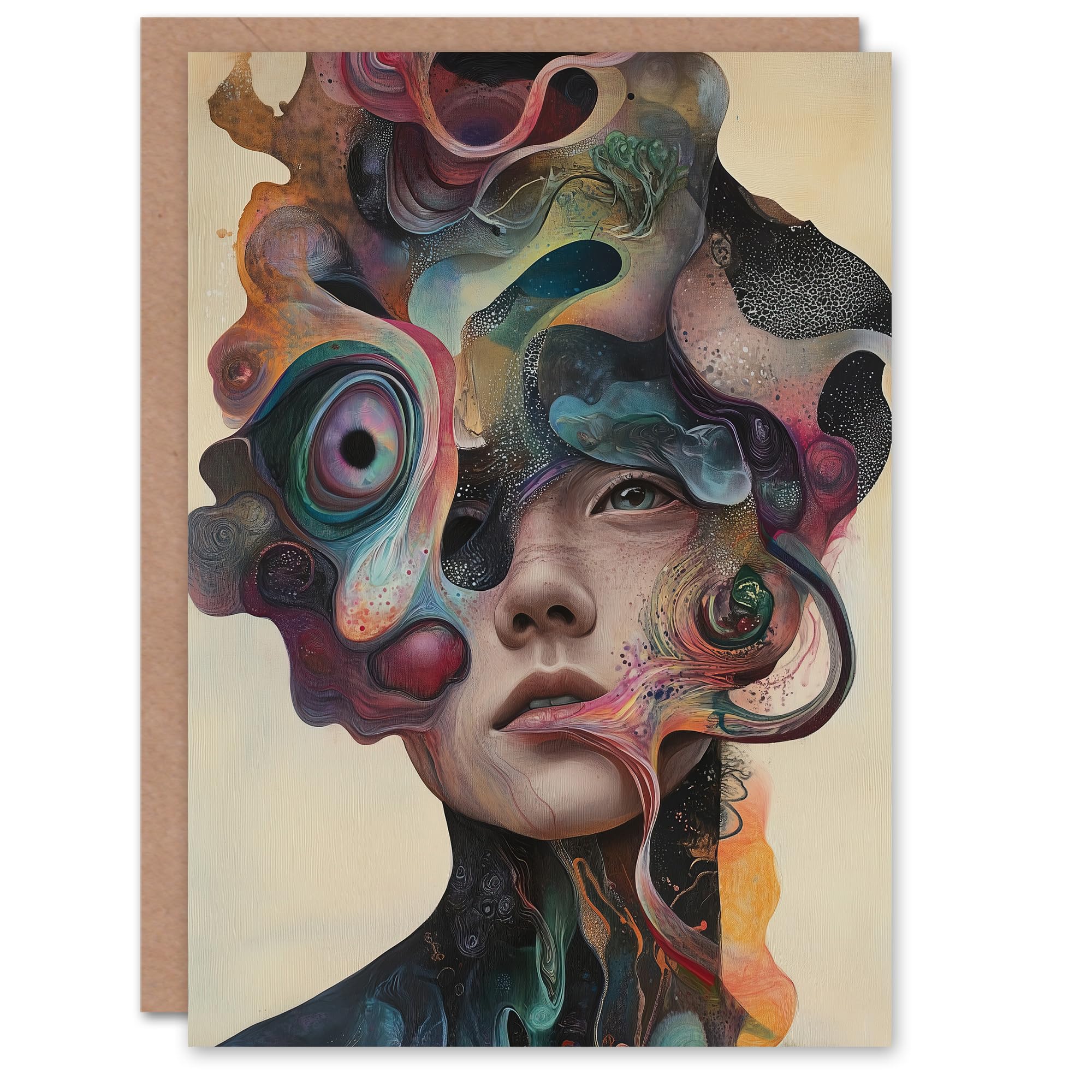 Artery8 Greeting Card God Is A Woman Abstract Fantasy Concept Art Blank For Him Or Her Art Birthday Card
