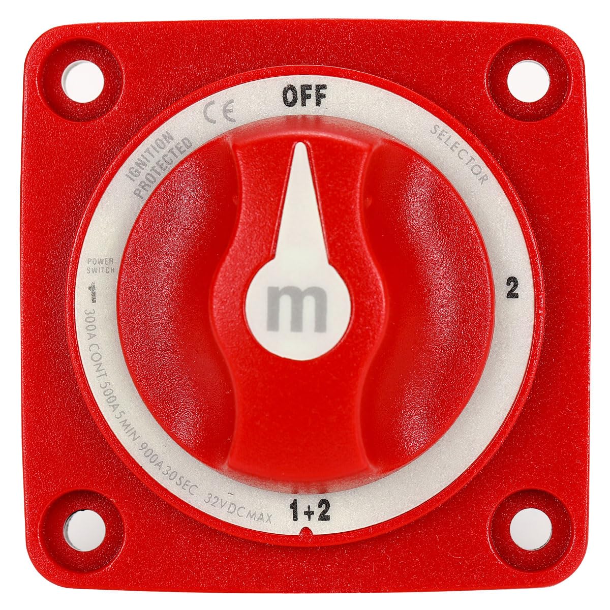 Greluma 1 Pièce Sélecteur de batterie,interrupteur de déconnexion de batterie marine 300A,sélecteur de batterie robuste à 4 positions pour bateau de camping-car