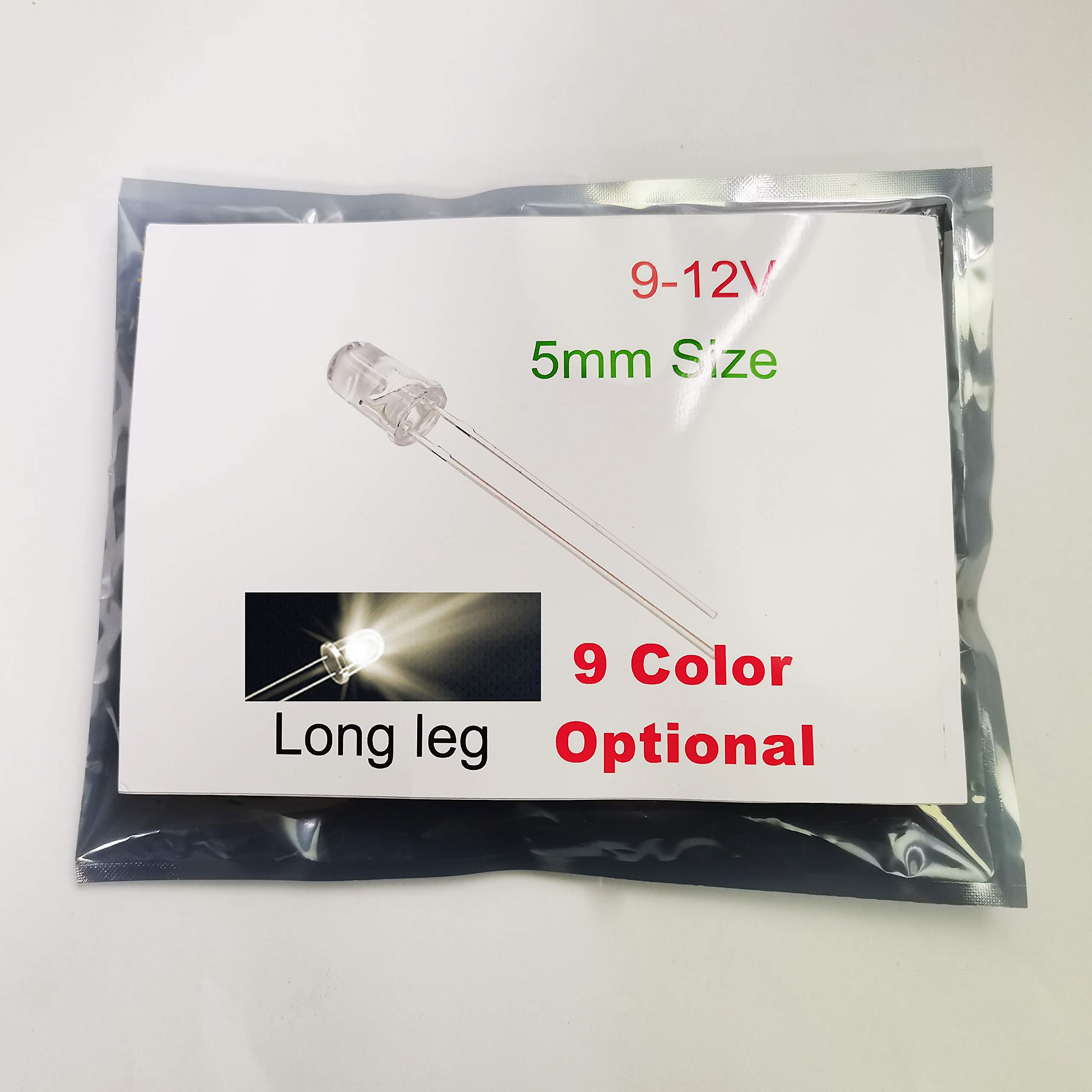 Snapklik.com : Bowerful 100pcs 12V 5mm Netural White LED 9V