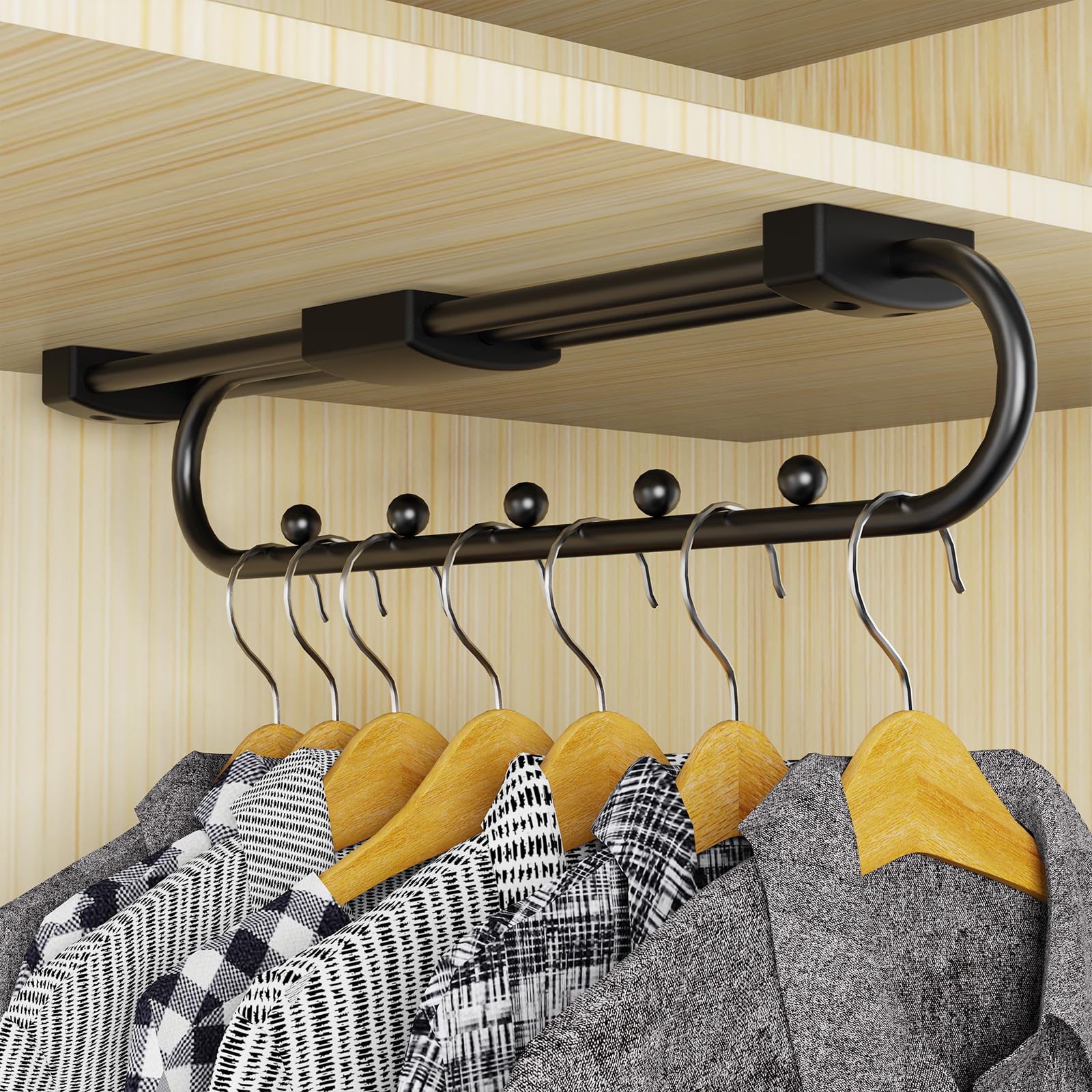 2 Pezzi Asta Appendiabiti Telescopica Estensibile Per Armadi | Fino A 39cm | Acciaio E Plastica - Foto 10