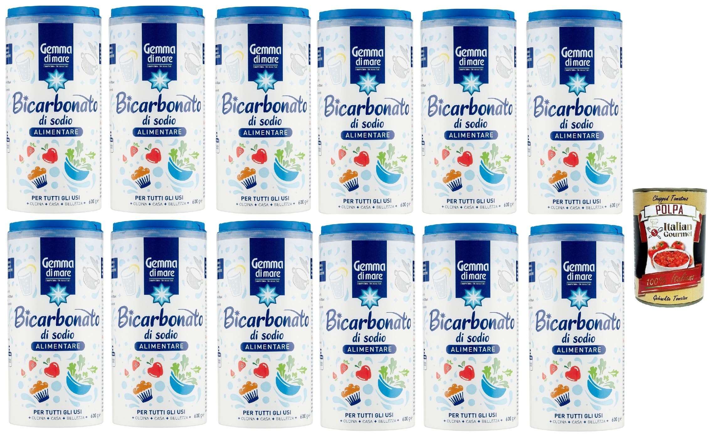 Italian Gourmet Bicarbonato di sodio Alimentare 12 x 600g Backnatron essbar