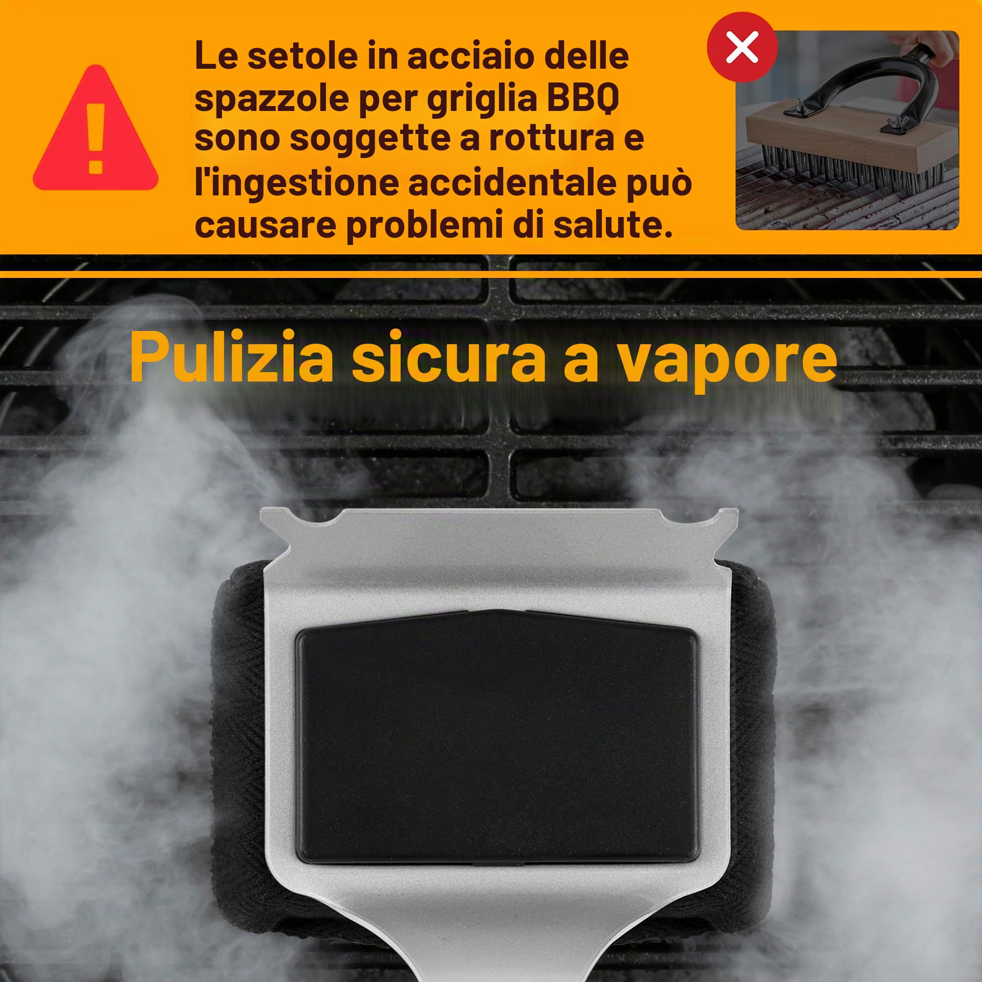 Pietuley Spazzola Barbecue Senza Setole con Raschietto, Sicurezza Accessori Griglia Utensili Barbecue Smoker BBQ Accessori, Attrezzi BBQ a Gas, Prodotti Pulizia Forno,Spazzole per Pulire Griglia a Gas