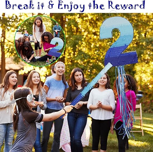 Miniatura 7 de KaxiNeu Piñata de cumpleaños azul número 6 para niños y niñas, fiesta de cumpleaños, piñata, suministros para fiesta temática de cumpleaños, 18 x 14