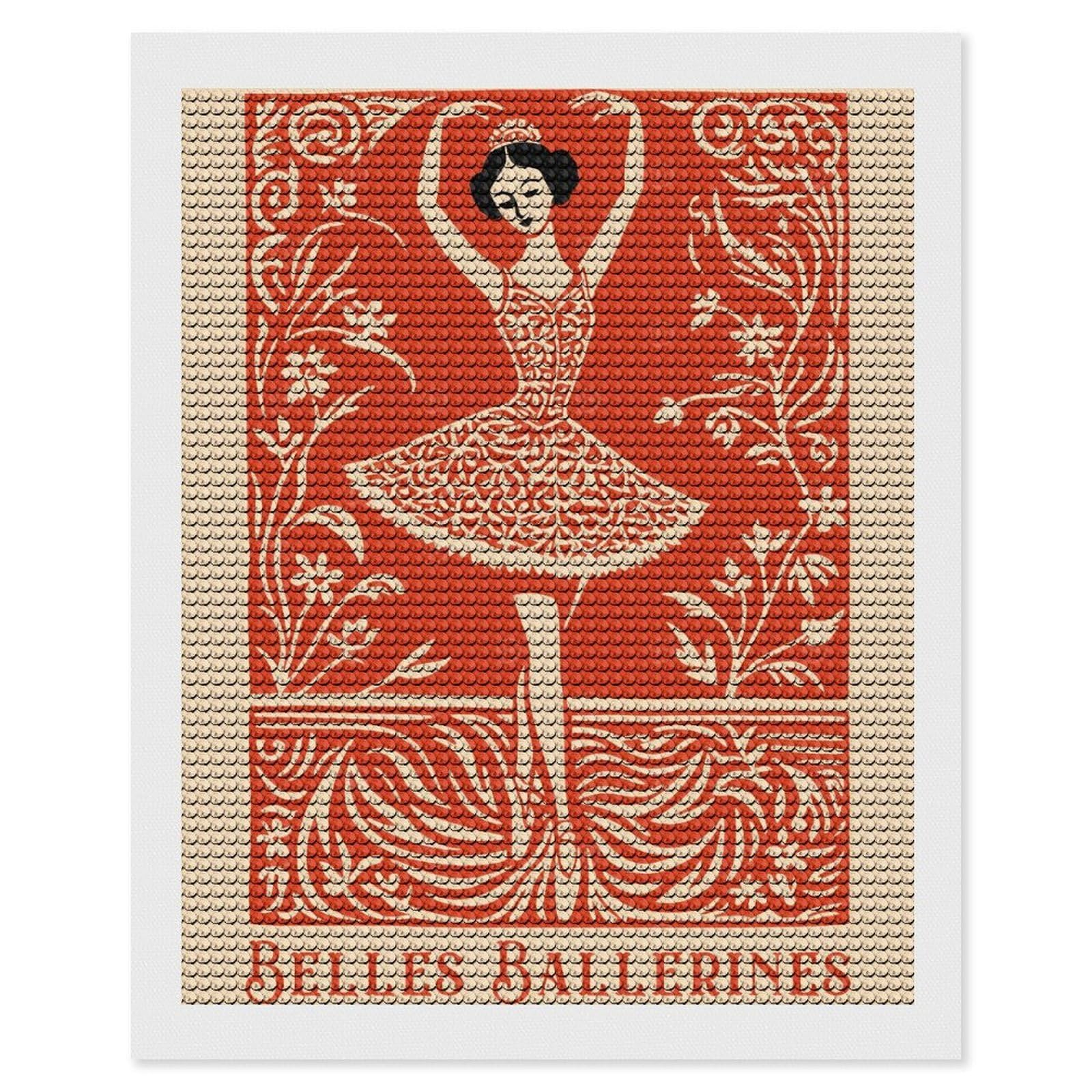 Junmoney Belles Ballerines Vintage Ballet Art Diamond Painting Canvas Kit 16"x20", Round Gems, Living Room Decor, Seasonal Gift Choice, Modern Decor