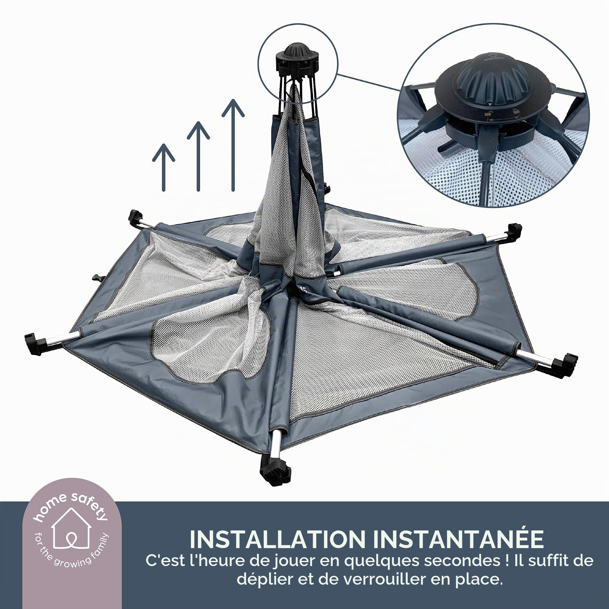 Dreambaby Adventure Parc pop-up pour enfants, intérieur et extérieur, parc portable avec base et auvent anti-UV, cour de jeu pliable pour bébé pour voyage