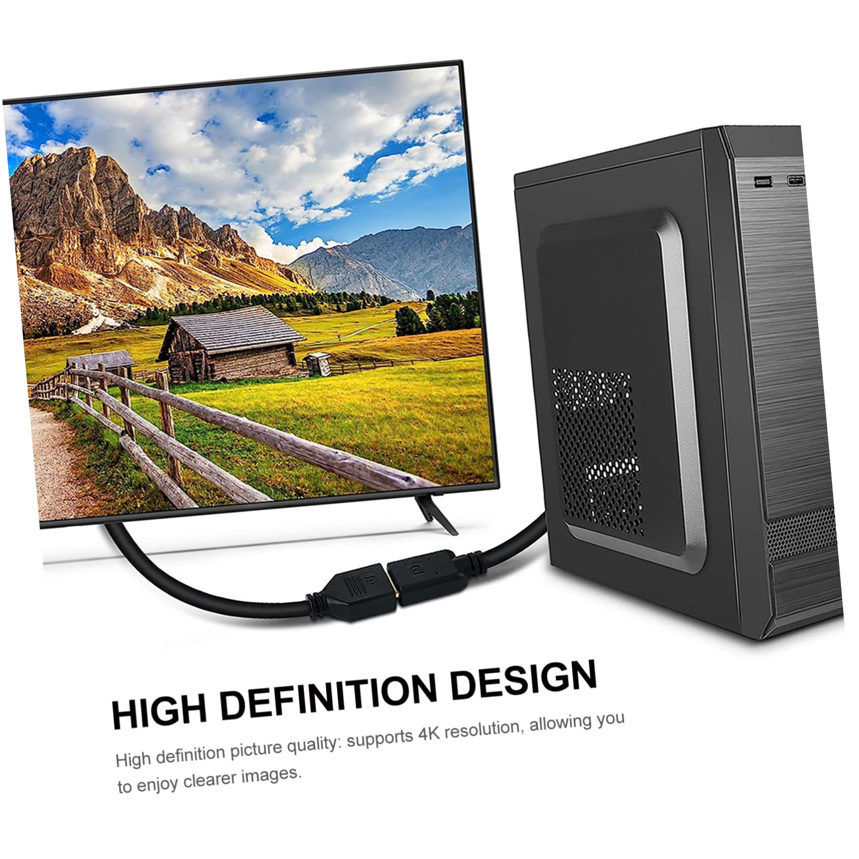 FUNOMOCYA Displayport Male to Female Angled Adapter Cable for Monitors High-definition Extension Cord for Connecting and Displays Wide Compatibility for Various Devices