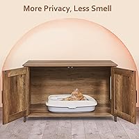 Vista 10 de Homhedy - Caja de arena para gatos, muebles de madera para baño de gatos con puerta de granero, casa para mascotas, se adapta a la mayoría de cajas