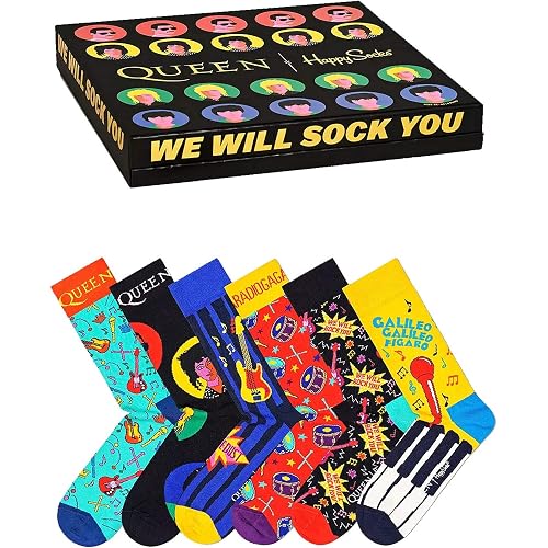 Happy Socks Queen Socks 6 Pack Gift Box for Men and Women (9-11 (US Men Shoe 4.5-7.5, US Women 5.5-9.5))