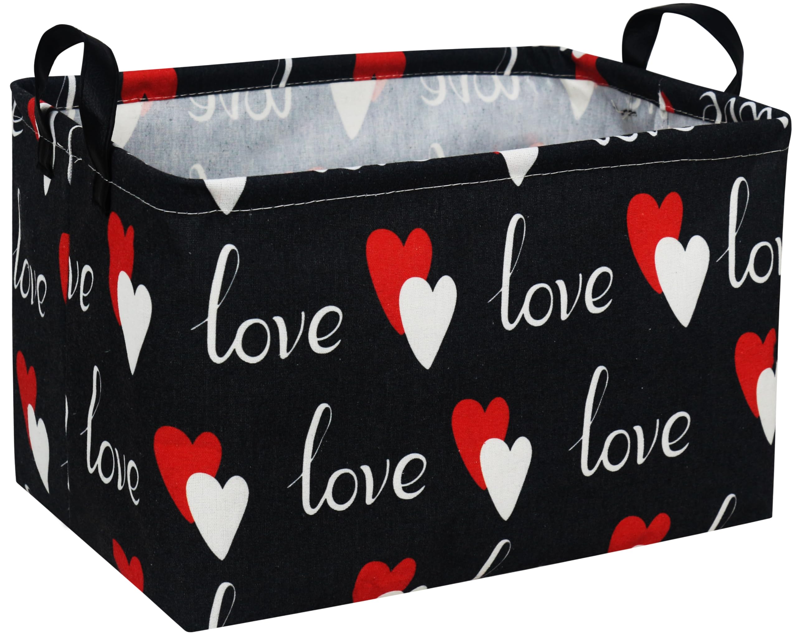 Essme Rectangular Heart Basket Gift Storage Box,Heart Storage Bins Organizer with Handles for Girls Room Decor,Basket,Shelf Basket.(Black love)