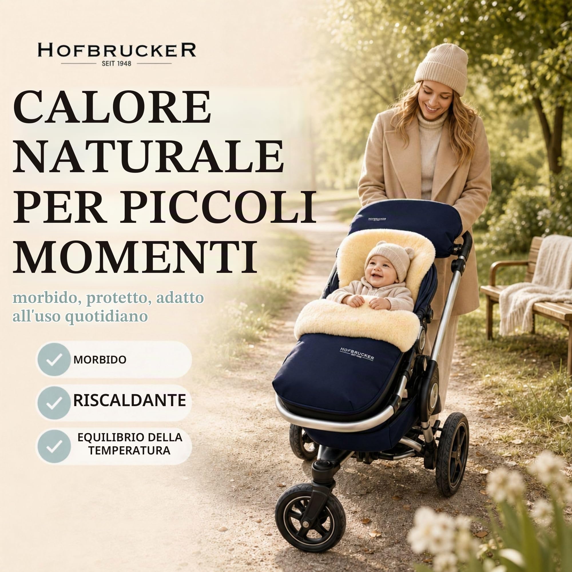 Hofbrucker seit 1948 Sacco Per Passeggino in pelliccia di agnello Putzi Blu Scuro Unica