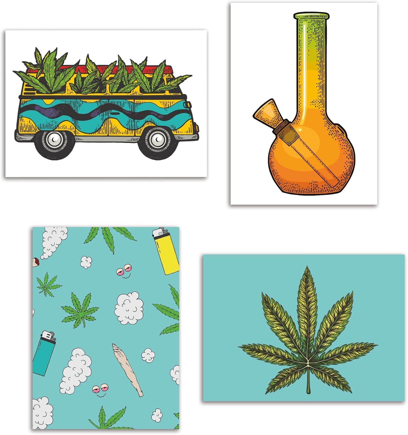 Ritzy Rose Cannabis Greeting Cards Funky Weed Designs High Quality Notecards | Box Set of 24 Cards + Envelopes Made in USA (Mixed Designs)