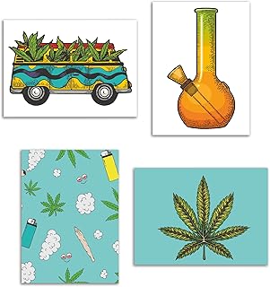 Cannabis Greeting Cards by Ritzy Rose | Funky Weed Designs High Quality Notecards | Box Set of 24 Cards + Envelopes Made in USA (Mixed Designs)