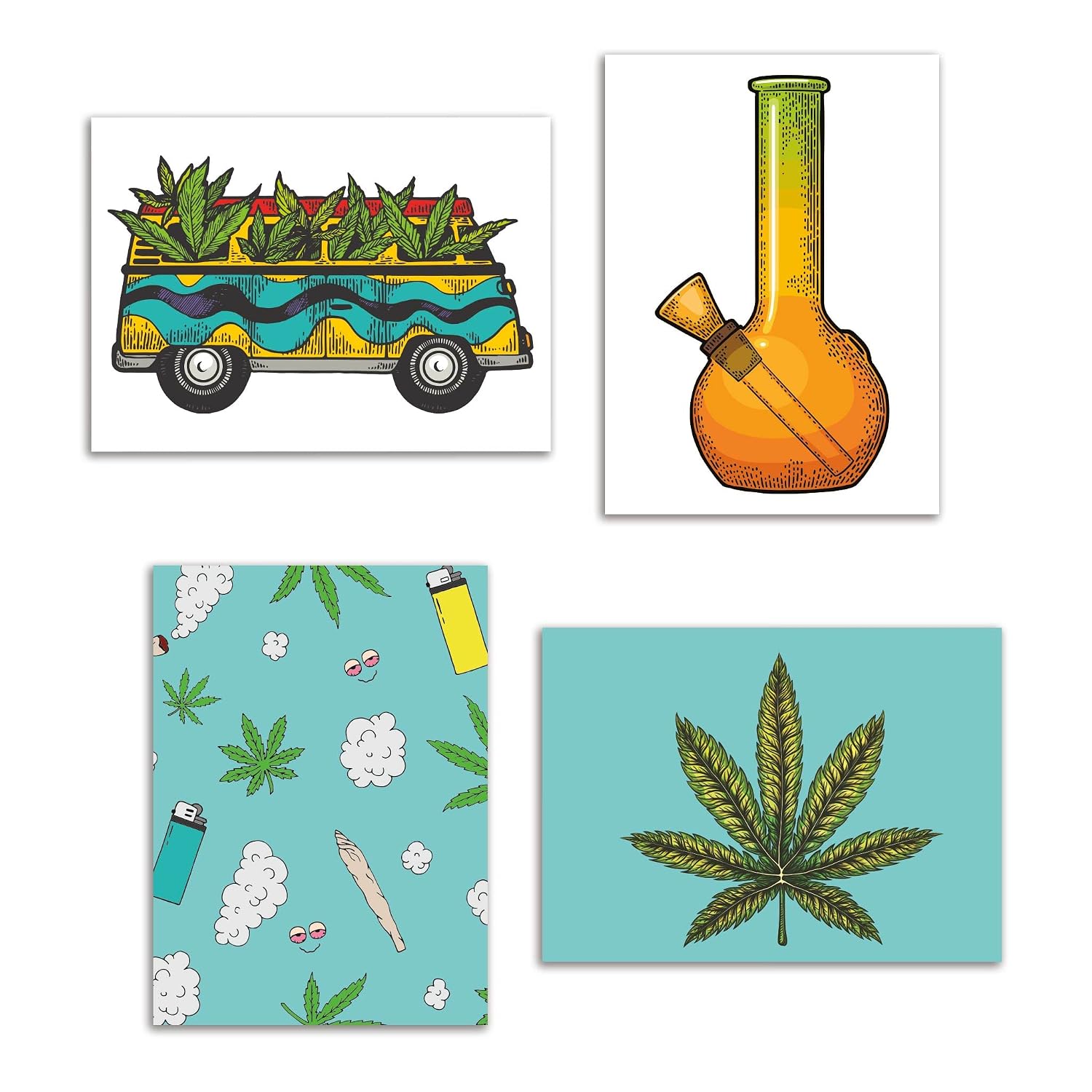 Cannabis Greeting Cards by Ritzy Rose | Funky Weed Designs High Quality Notecards | Box Set of 24 Cards + Envelopes Made in USA (Mixed Designs)