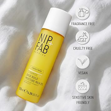 Nip+Fab Ceramide Fix Moisture Milk, 8% Milky Toner, 125 ml | Hydrating Milky Liquid, Niacinamide and Ectoin Formula, Skin Barrier Repair, Fragrance-Free Vegan Skincare, Made in the UK