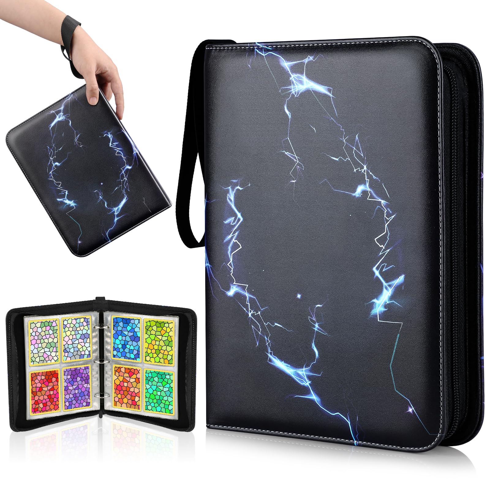 VYYTYYA Trading Card Binder with Sealed Zip,65 Pages 520 Pockets Toploader Binder,PU Waterproof Card Album, Double-sided Card Folder for Pokemon,Yu-Gi-Oh,MTG,Sports Cards,Game Cards(Simplicity)