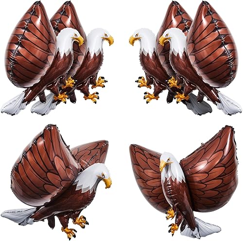 6 globos de aluminio de águila gigante 3D de 32 x 26 pulgadas, globos inflables de águila para niños, decoración de fiesta de pájaros grandes,