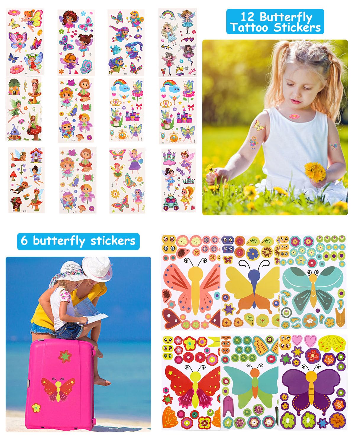 Schmetterling Geburtstagstüten 12 Stück - Bunte Geschenktüten Für Kinderparty