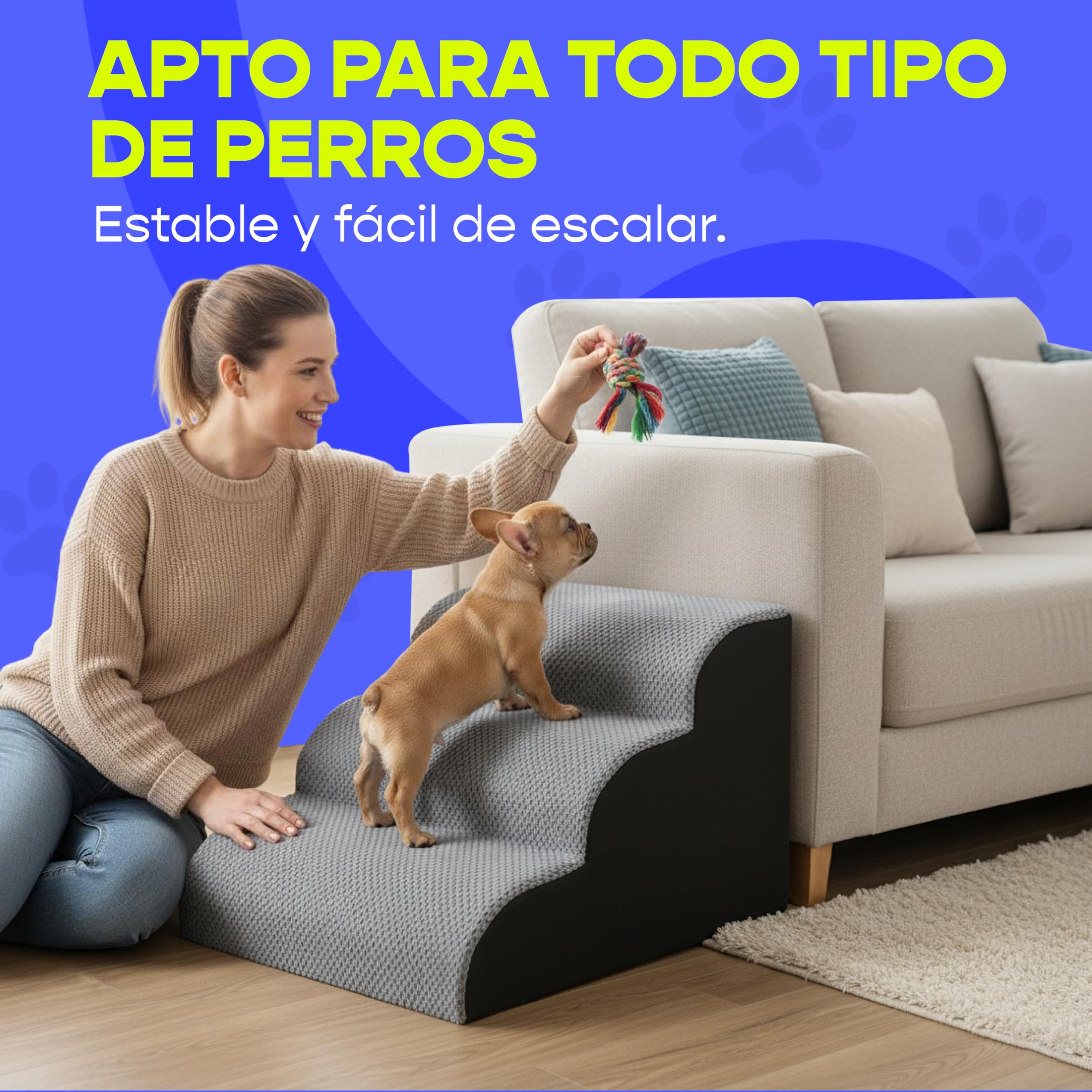 Escalera para Perros y Gatos | Rampa Mascotas Antideslizantes para Sofá y Cama | Diseño Estable, Seguro y Ergonómico | Ideal para Mascotas Pequeñas, Mayores o con Movilidad Reducida