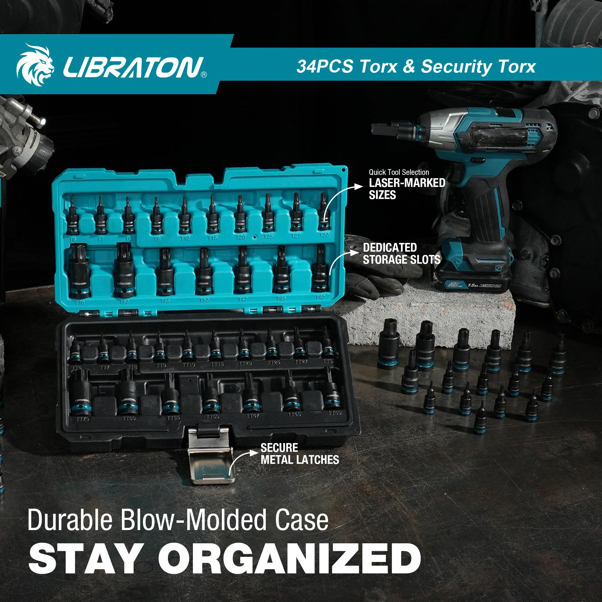 LIBRATON Set d'Embouts Torx à Choc 34 Pièces