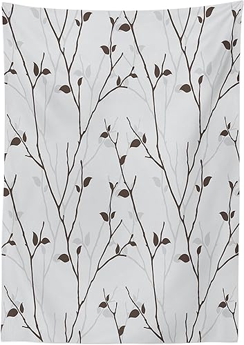 Miniatura 2 de Ambesonne Mantel de hojas, ramas en el otoño, ramas en el tallo de árboles de otoño, ramitas con últimas hojas, diseño minimalista, arte de diseño