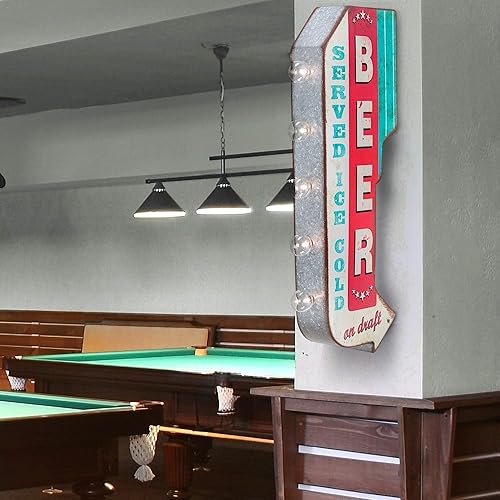 Miniatura 2 de Misc Beer On Draft - Letrero de flecha de doble cara para bar, garaje o cueva de hombre, multicolor, moderno, contemporáneo, metal