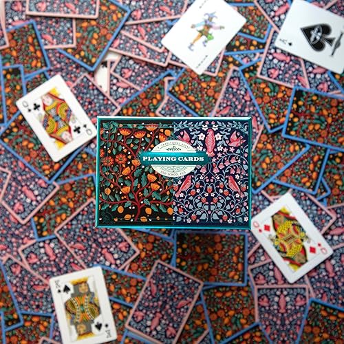 Miniatura 4 de eeBoo Piece &amp; Love Cartas de juego de pájaros y flores, incluye 2 barajas de 52 cartas, barajas tradicionales con hermosas obras de arte y bordes