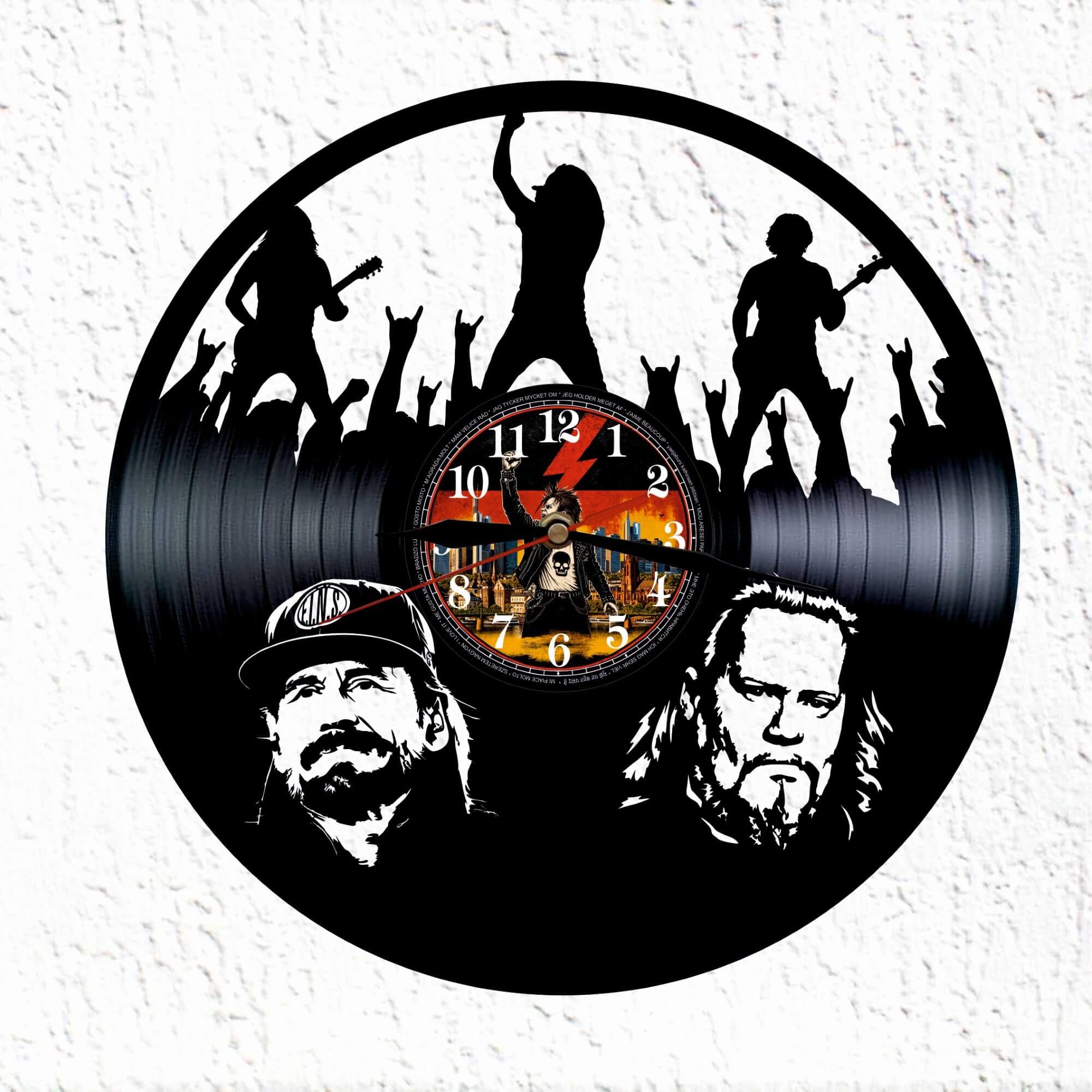 Deutschrock, Wanduhr oder Vinyl-Schallplatten, Silhouette, Oi!-Stil, 30 cm, Wanddekoration (Schallplattenuhr)