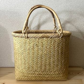 Amazon.co.jp: 岩手県 鳥越竹細工 すず竹 手提げかご 変わり編み