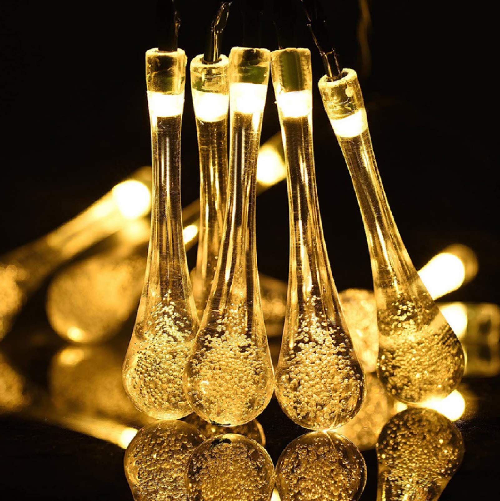 Łańcuch świetlny LED, na zewnątrz, wewnątrz, wodoodporny, Boże Narodzenie, dziedziniec, ogród, dekoracja imprezowa, 50 diod LED (8 wzorów) solarna kropla wody łańcuch C