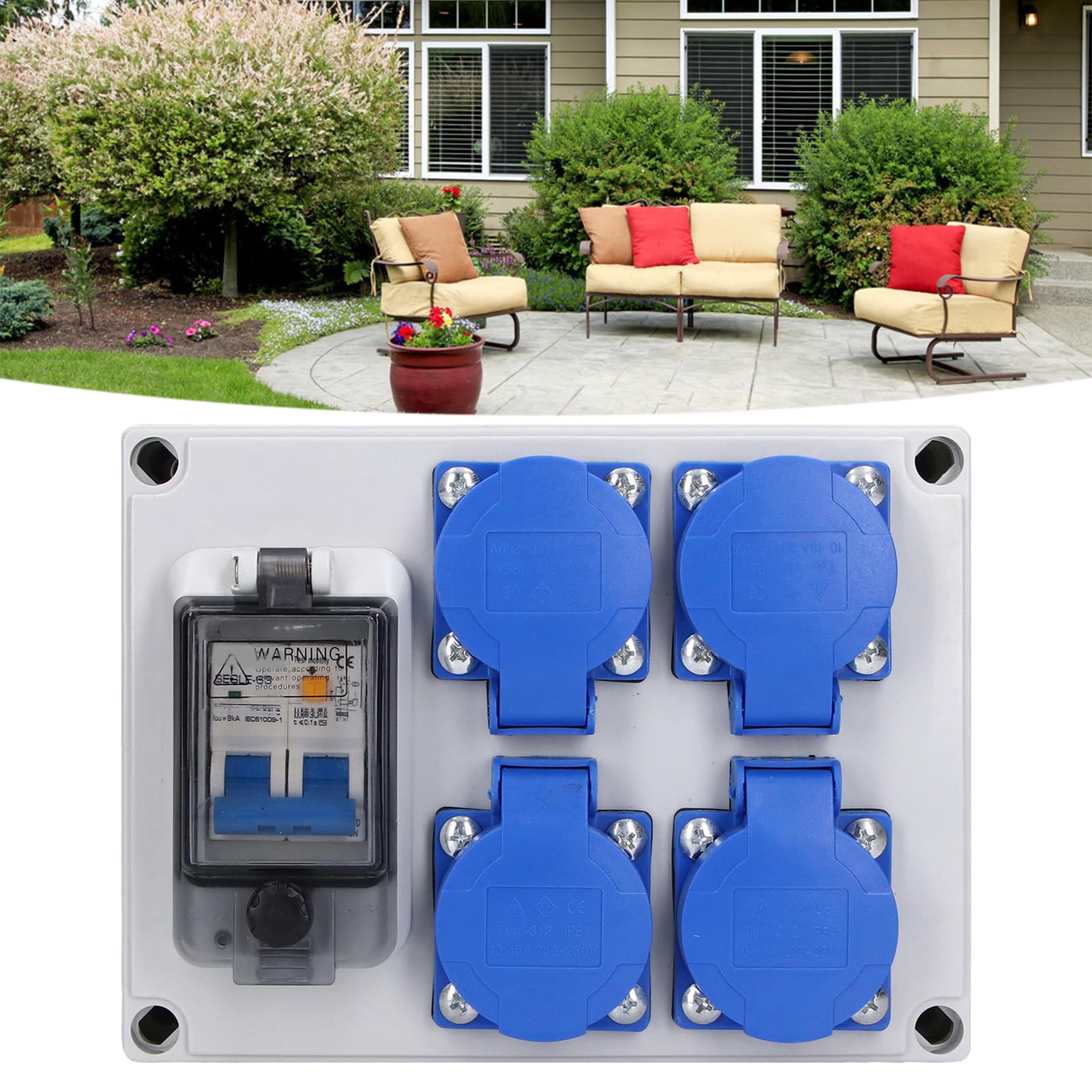 LiebeWH Aussensteckdose Wasserdicht Outdoor Wandsteckdose Doppelsteckdose Deutsche Steckdosenbox 200‑250V Steckdose Mehrfachsteckdose für Den Innen und Außenbereich