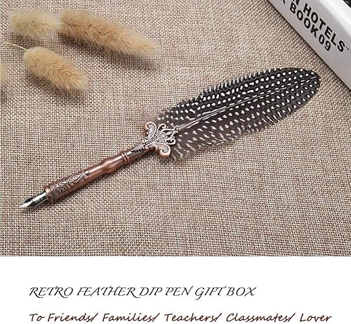 Miniatura 5 de Bewinner Pluma de inmersión clásica hecha a mano fuente de caligrafía pluma retro pluma pluma pluma juego de botellas de tinta con 3 puntas de lápiz