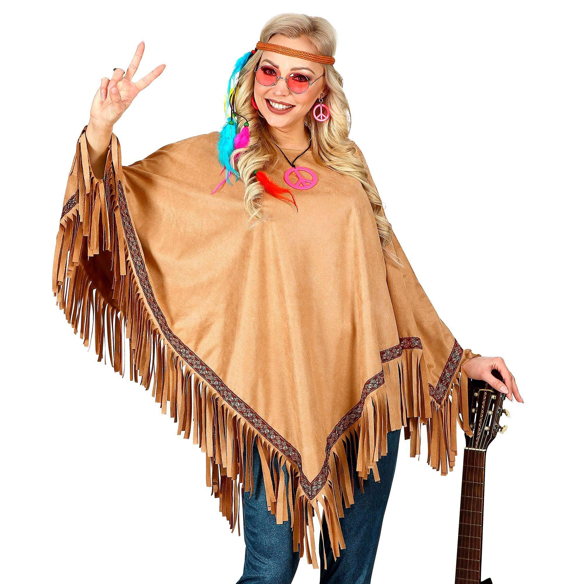 Widmann 11013349 Women's Suede Look Poncho, Brown, One Size