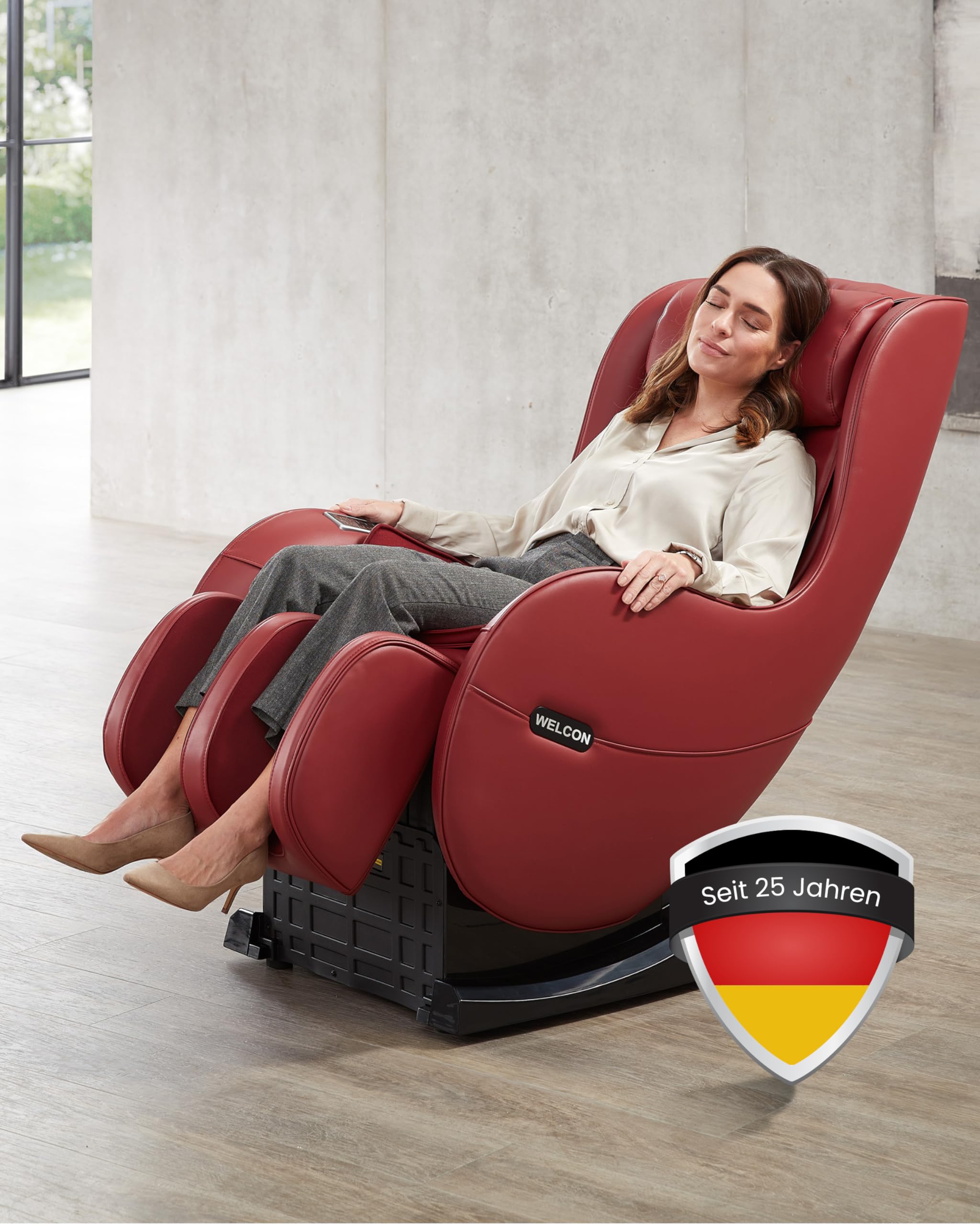 WELCON EASYRELAXX Massagesessel Rot mit L-Shape, Knet- & Klopfmassage