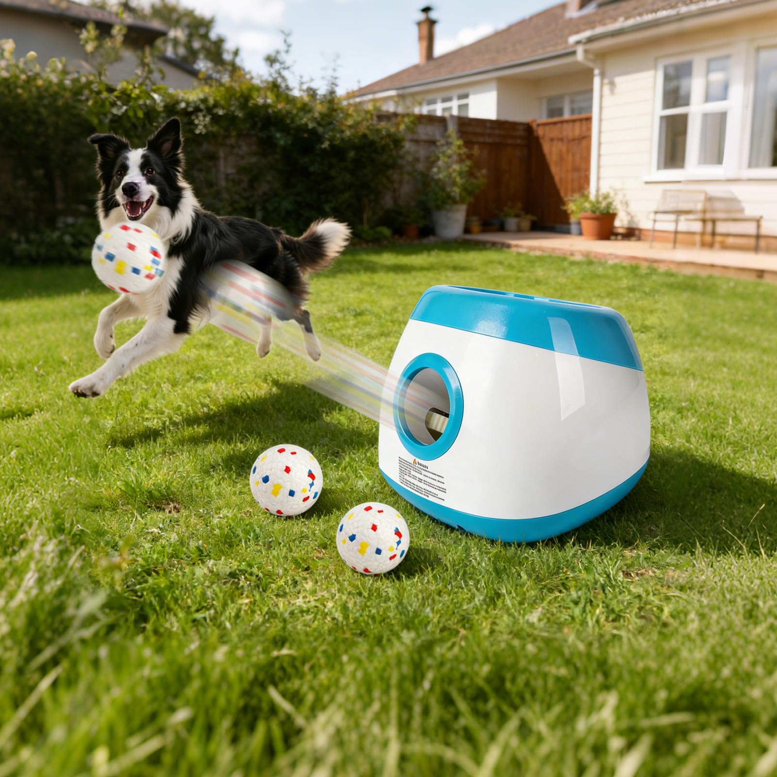 CDIYTOOL Lanceur de balles automatique pour chien, rechargeable sans fil, machine de lancement de balles interactif pour grands chiens, 3 réglages de distance avec télécommande, 3 balles