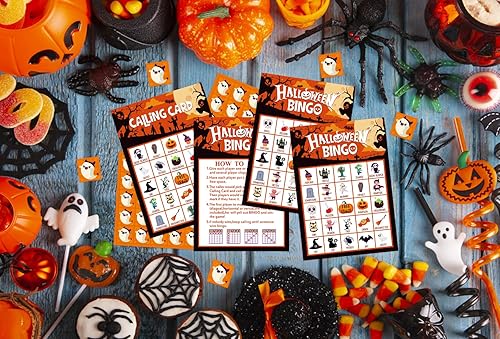 Miniatura 2 de FLYAB Tarjetas de juego de bingo de Halloween para niños y adultos, 26 jugadores, juegos de fiesta de Halloween para niños, tarjetas de bingo de
