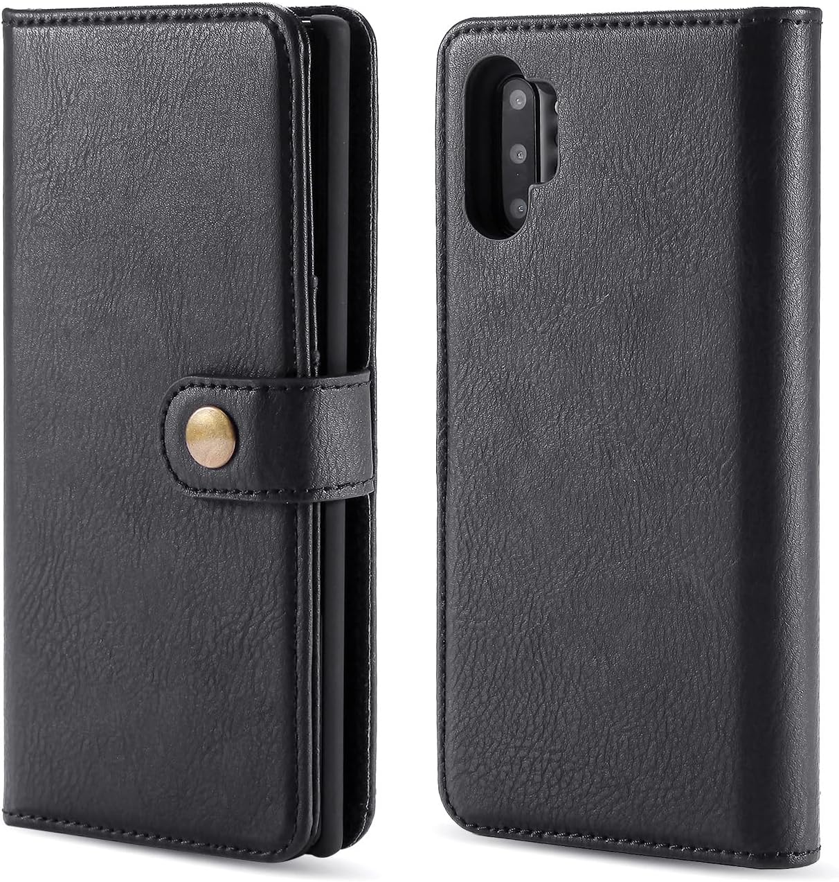 Asuwish Phone Case for Samsung Galaxy Note 10 5G Wallet Magnetic Detachable Cell Cover with Tempered Glass Screen Protector Flip Card Holder Slot Note10 Notes 10s Ten Not S10 Women Men Girls Black