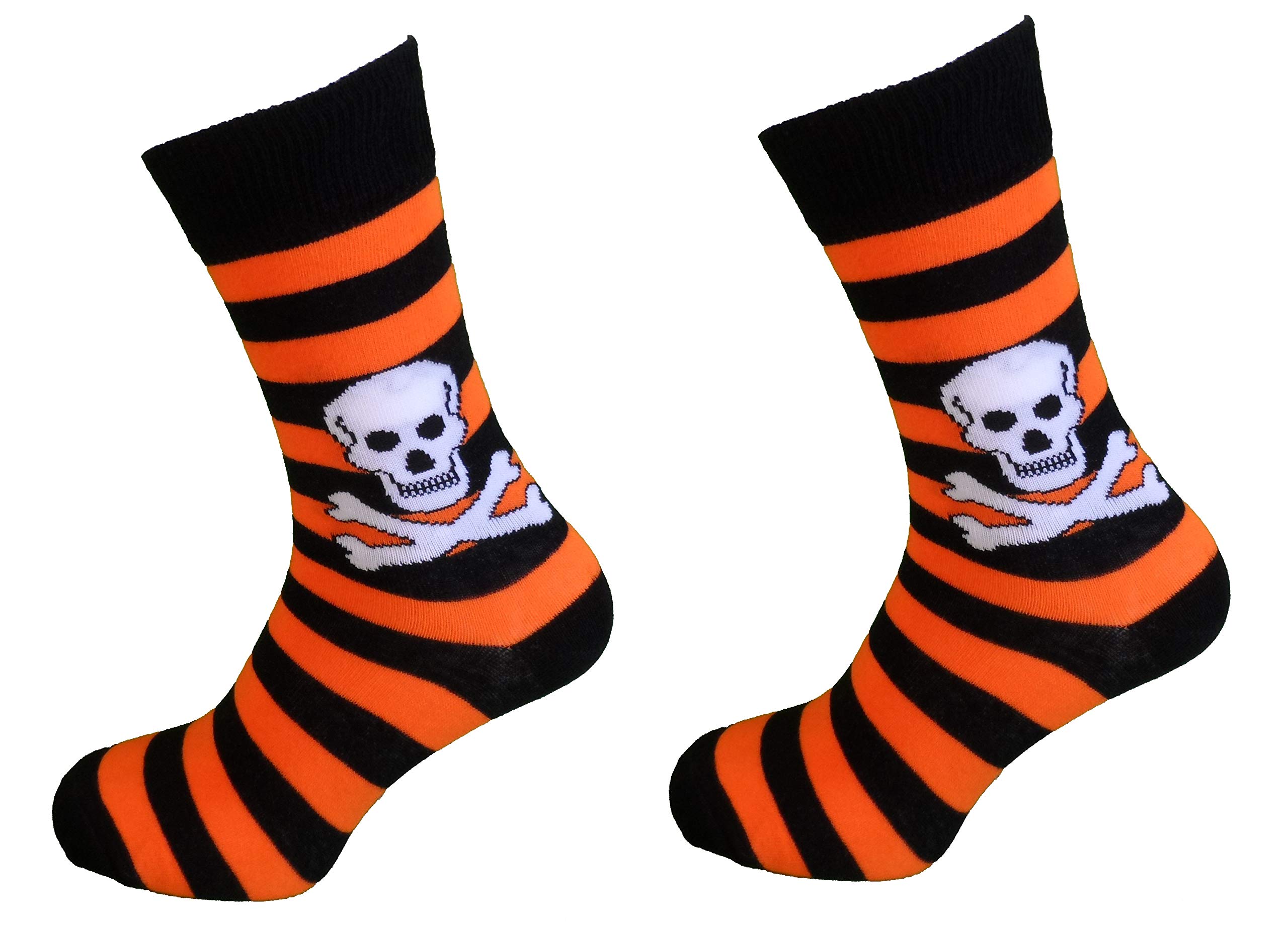 Mazeys Ladies Striped Skull and Crossbone Sock … (Orange)