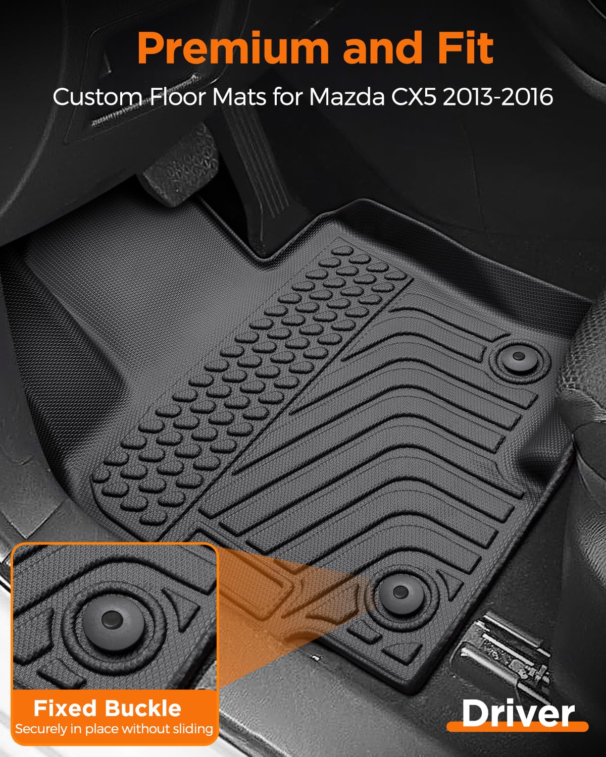 All Weather Car Floor Mats for Mazda CX5 2013 2014 2015 2016 1st Gen Automotive Cargo Liner Full — view 7