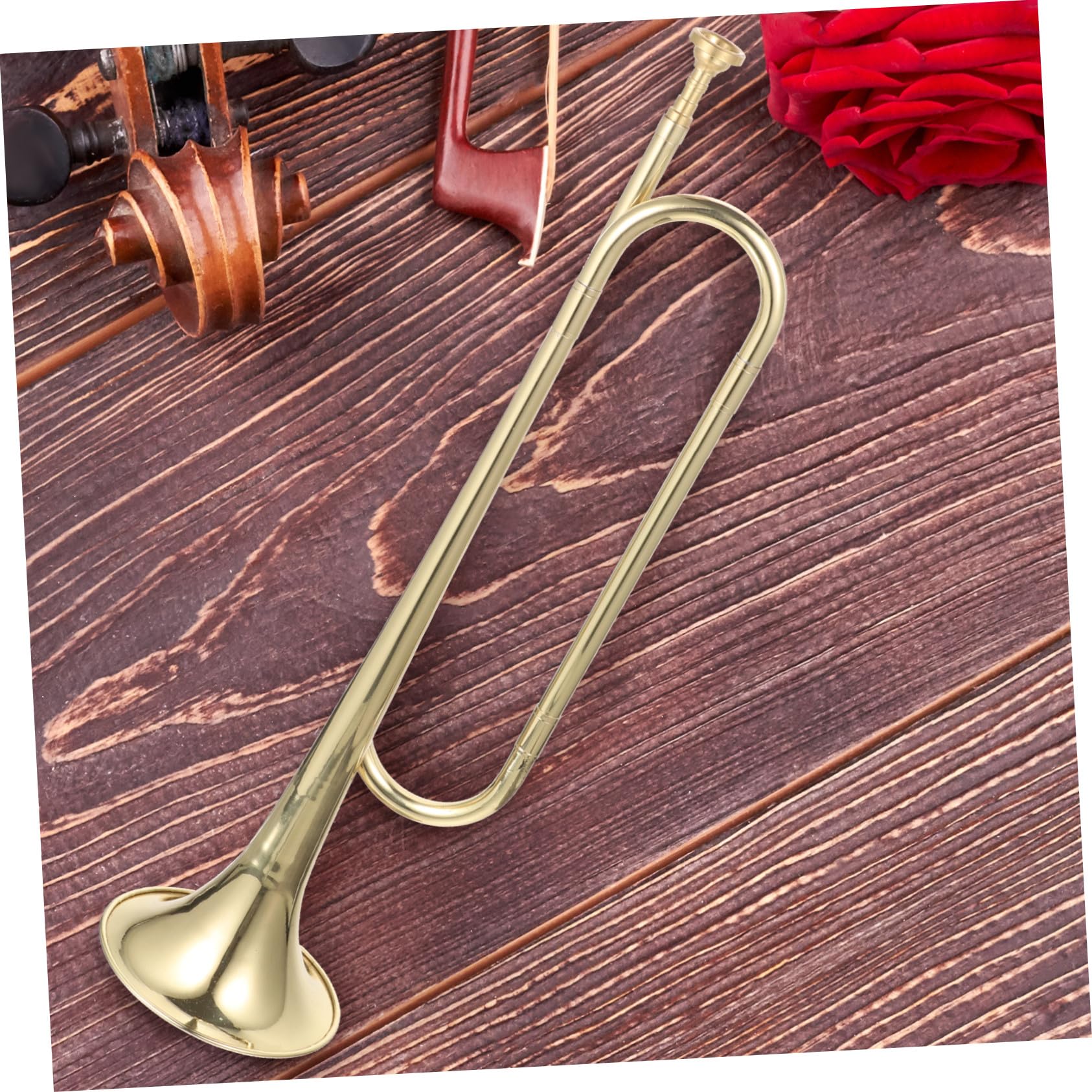 Beaupretty Instrumento de Latón si Bemol Dorado con Diseño Creativo y Adorno Artístico, Instrumento Musical Adecuado para Principiantes y Estudiantes en Banda o Conjunto