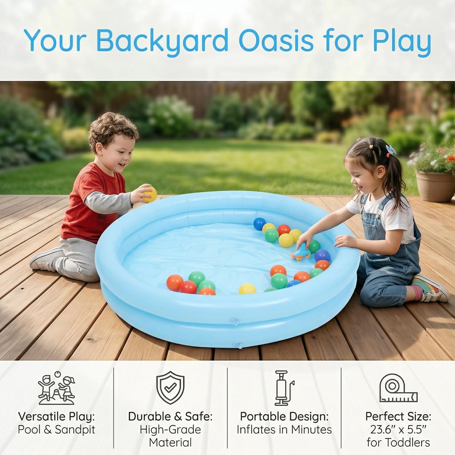 Baby Inflatable Pool, Sandpit Toys Blow up Pool Children Inflatable Pool Baby Blow Up Pool Wading Pool for Children Sand Outdoor Fishing Toy Sandpit Plaything
