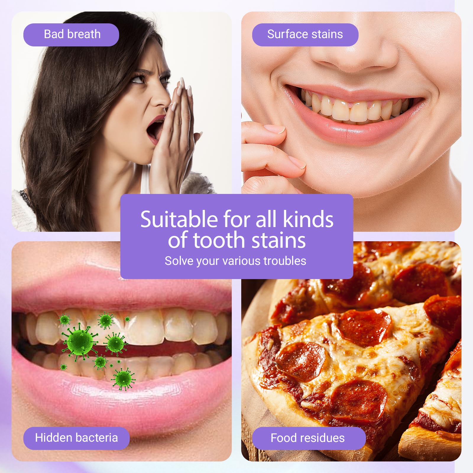 Polvere Sbiancante Denti 50g,Sbiancamento Dentale Professionale a Casa,Elimina Macchie da Caffè/Thè/Fumo, Per Denti Sensibili
