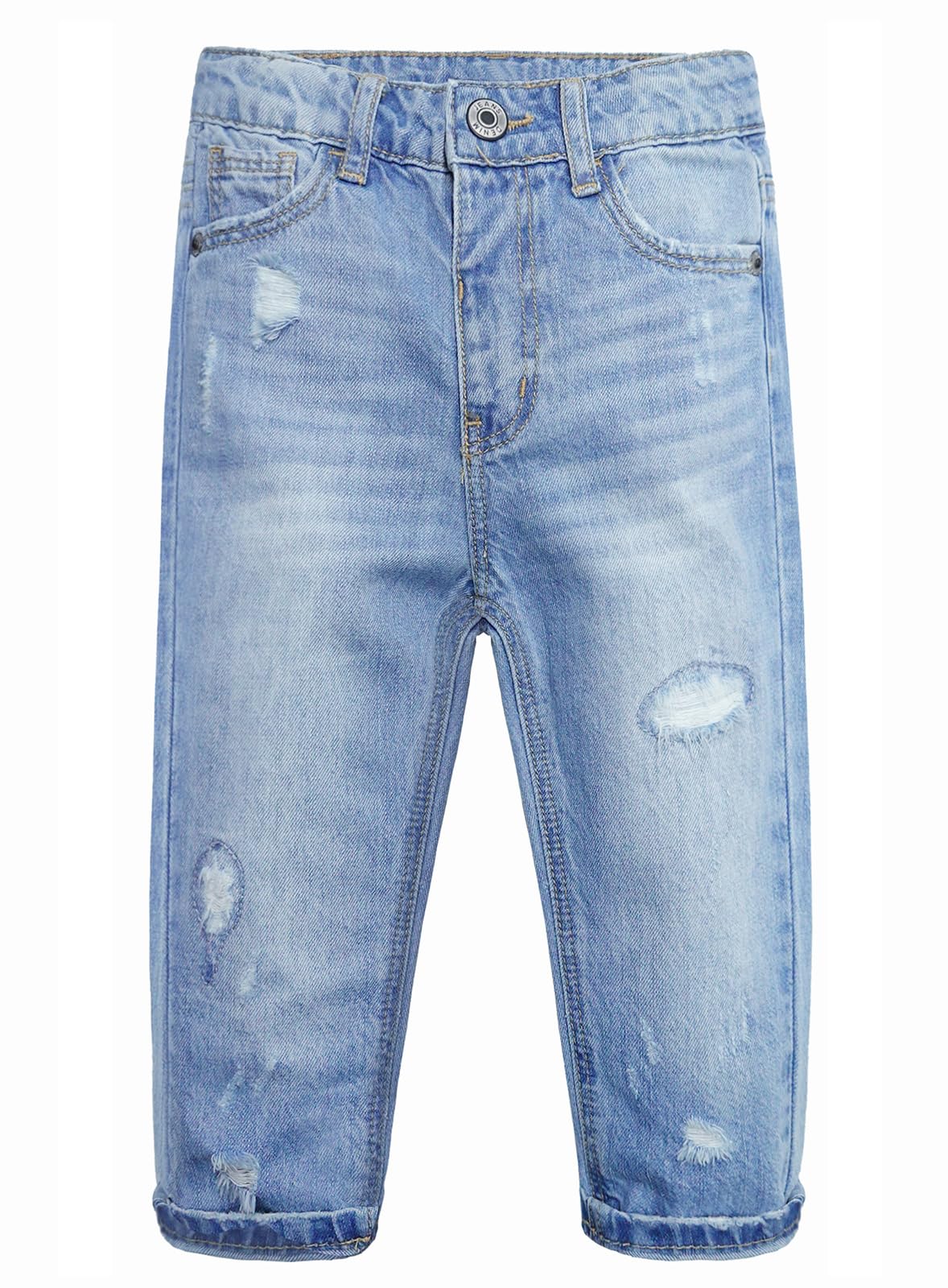 KIDSCOOL SPACE Jeans bébé garçon, Pantalon Bande élastique Denim déchiré Doux l'intérieur