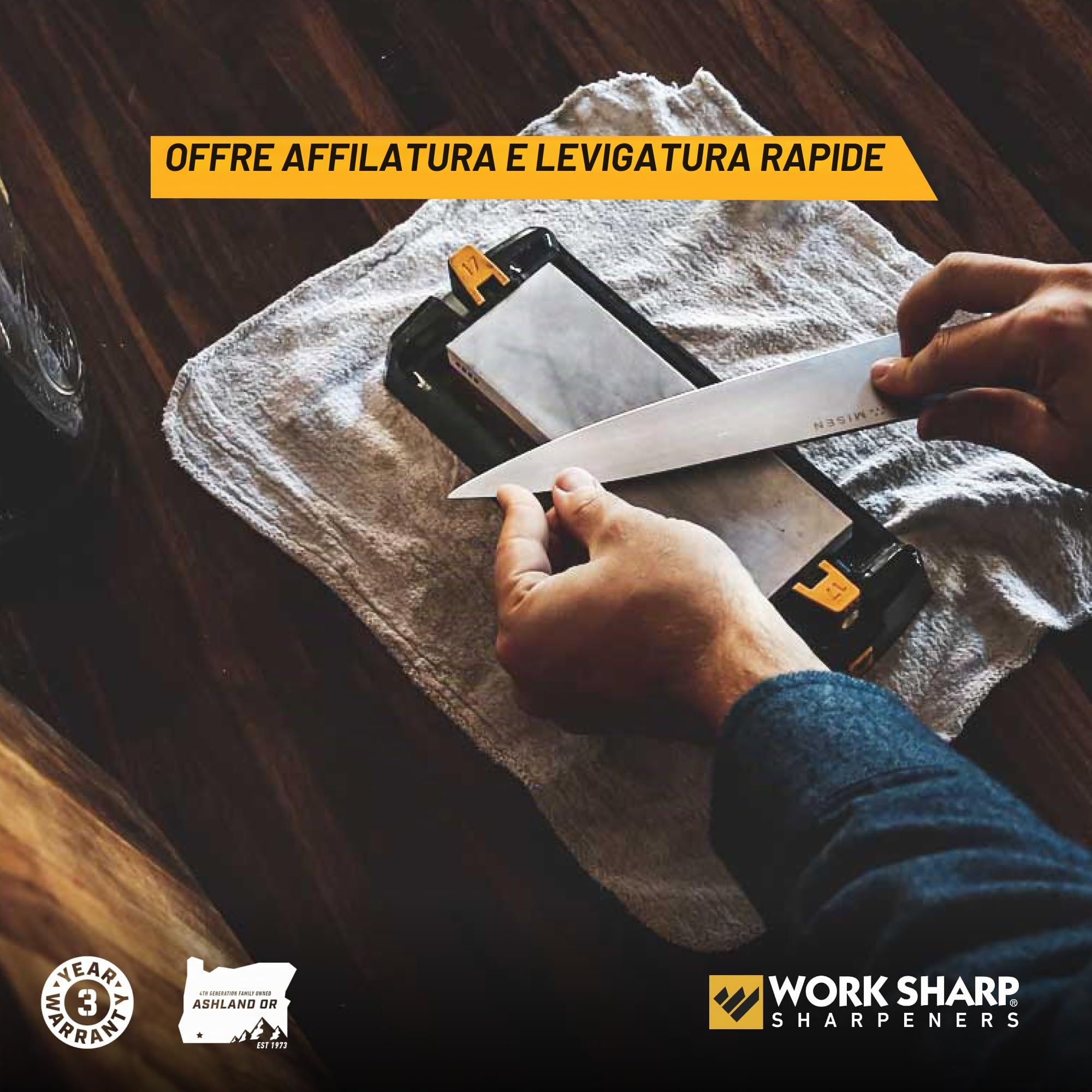 Work Sharp Affilacoltelli da banco per affilare coltelli e utensili da cucina, tasca e filettatura